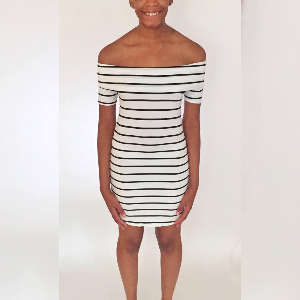 White and Black Stripe Dress
